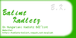 balint kadletz business card